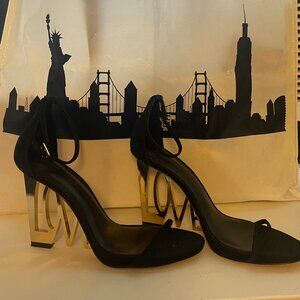 Aminah Abdul Jillil Love Wedge Sandals in Black Women's Size 9